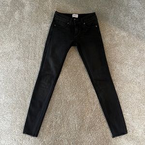 RVCA black wash skinny jeans with fray
